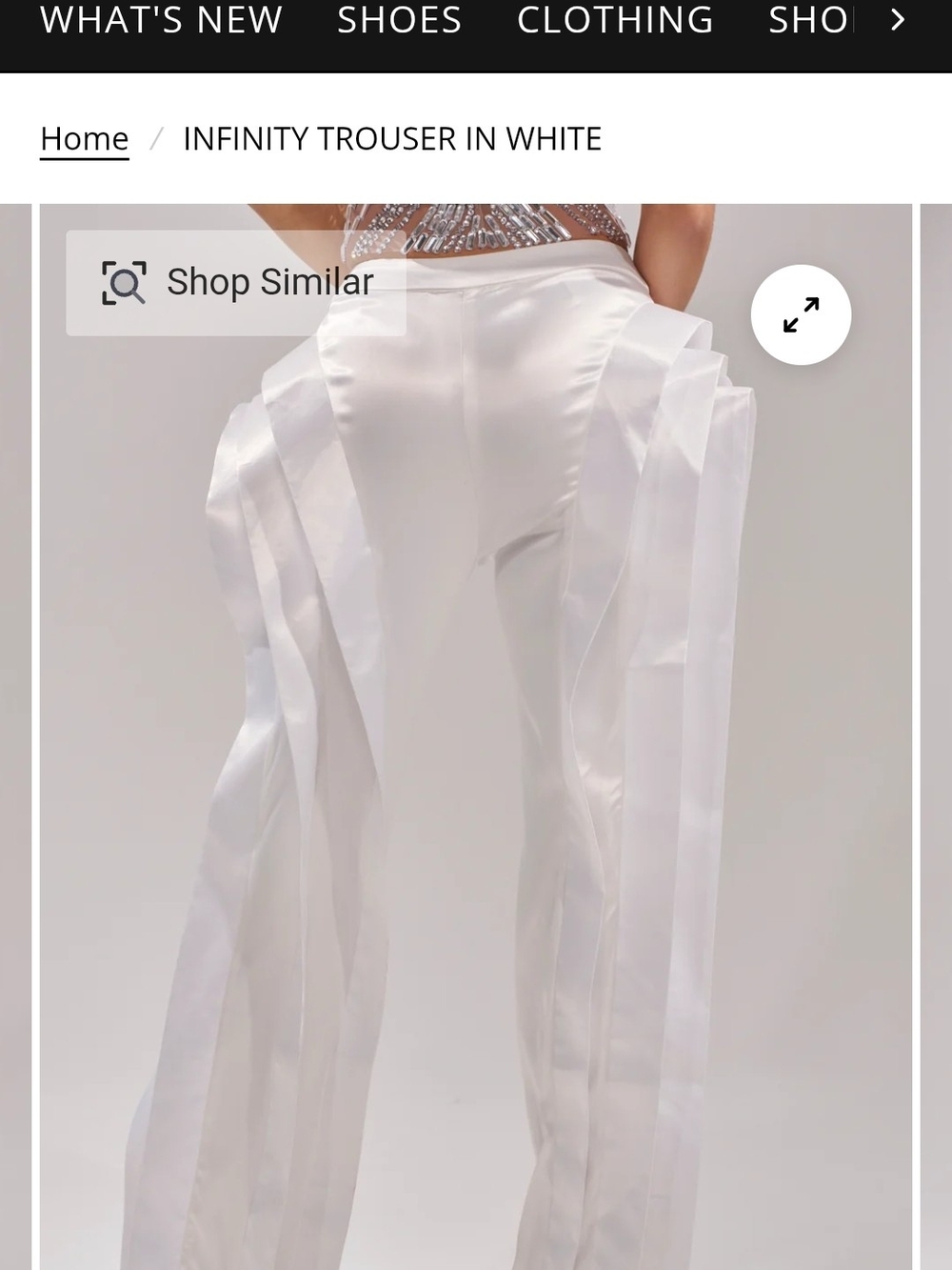 AKIRA Satin High-Rise Wide-Leg Trousers in White Size Mec Woth Stretch - Picture 5 of 6